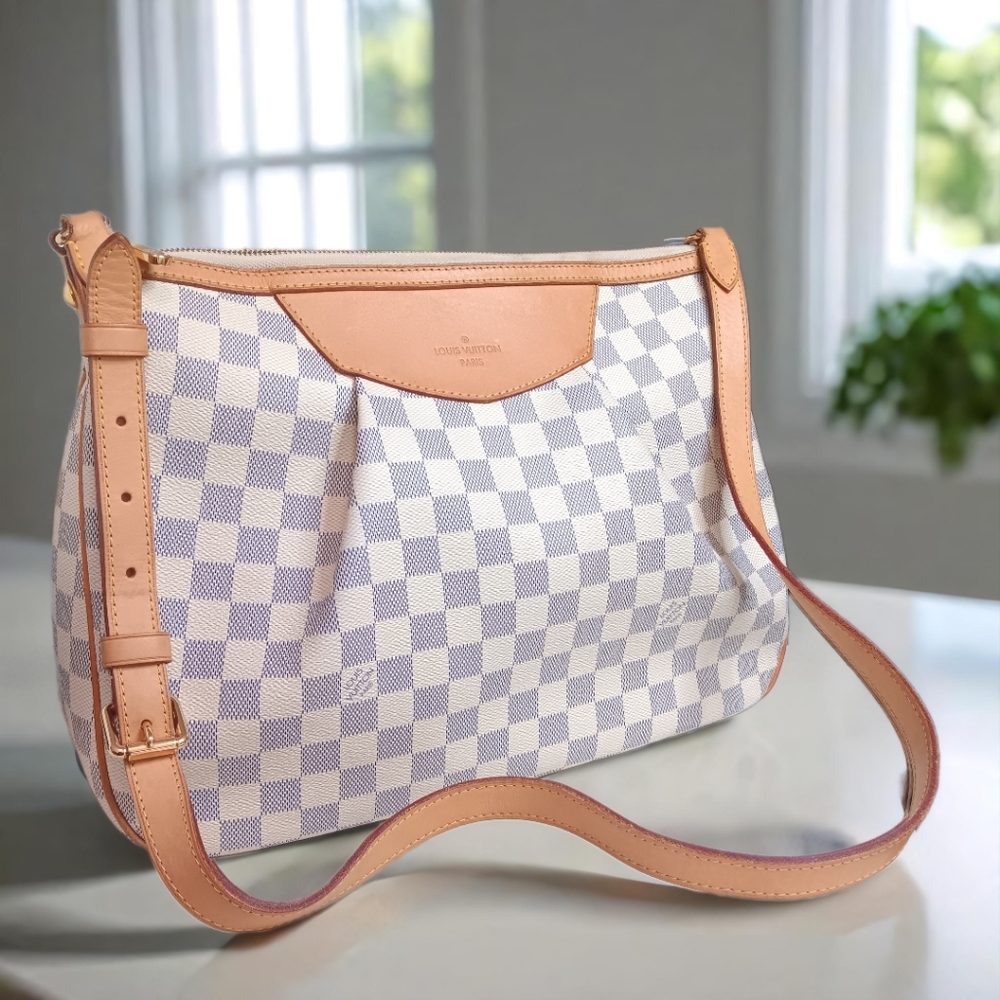 👜✨ Louis Vuitton Siracusa MM Damier Azur Crossbody & Shoulder Bag – EUC 🤍🌸 - Picture 3 of 17